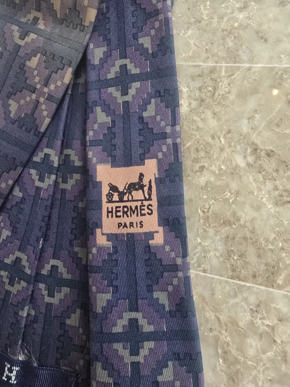 Vintage HERMES Purple Geometric Tie